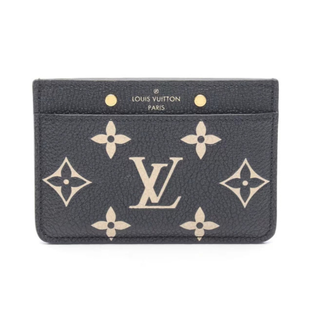 Louis Vuitton Portecarte Bicolor Monogram Empreinte Wallet Leather Beige Black
